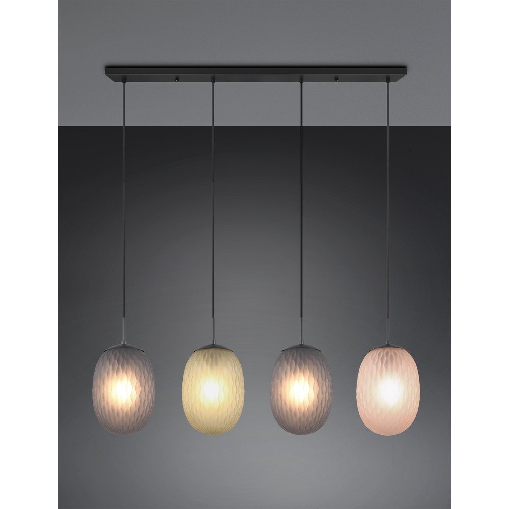 Lampa wisząca w kolorze matowej czerni ze szklanym kloszem Facette – Trio (zdjęcie 3)
