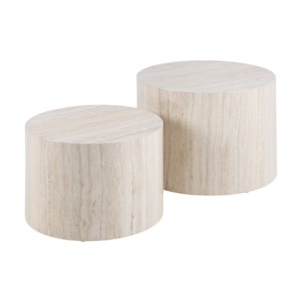 Beżowe okrągłe stoliki w dekorze kamienia zestaw 2 szt. ø 58 cm Dice – Actona