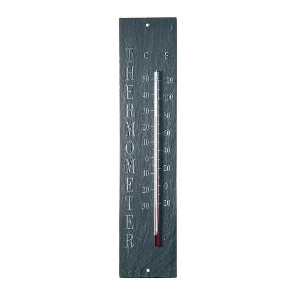 Wiszący zewnętrzny termometr z łupku Esschert Design Rectangle, 45x10 cm