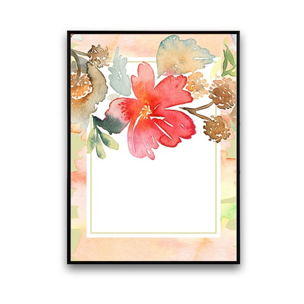 Plakat z kwiatem, biało-różowe tło, 30 x 40 cm