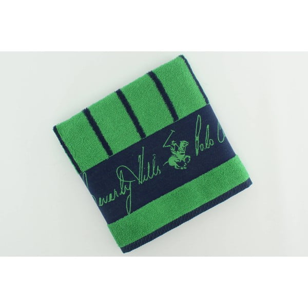 Ręcznik bawełniany BHPC 50x100 cm, zielony w paski