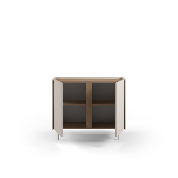 Kremowo-naturalna szafka w dekorze dębu 100x82,5x40 cm Lucile – Marckeric-image-3