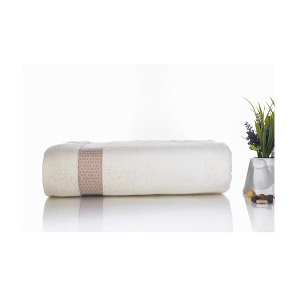 Brązowo-biały ręcznik kąpielowy z bawełny Ladik Alice, 70x140 cm