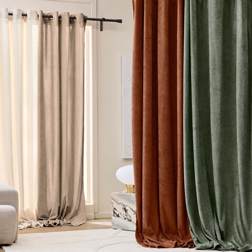 Zasłona z materiału bouclé w kolorze terakoty 140x260 cm Winona – douceur d'intérieur (zdjęcie 6)