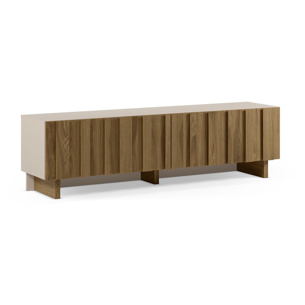 Kremowa/w naturalnym kolorze szafka pod TV z litego drewna sosnowego 180x50x43 cm Marlo – Marckeric