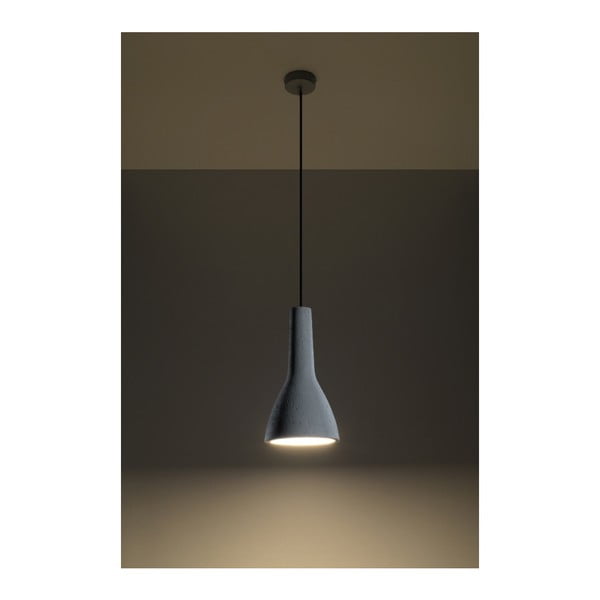 Jasnoszara lampa wisząca z betonowym kloszem ø 17 cm Mattia – Sollux-image-4