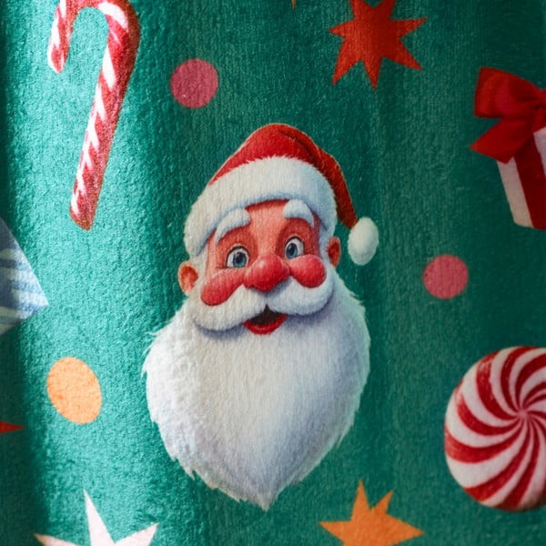 Zielony koc ze świątecznym motywem z mikropluszu 130x170 cm Christmas Icons – Catherine Lansfield-image-2