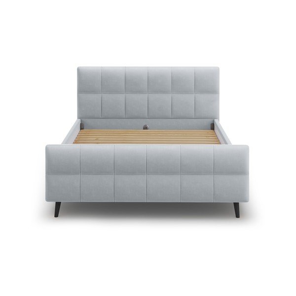 Jasnoszare tapicerowane łóżko dwuosobowe ze stelażem 160x200 cm Gigi – Micadoni Home-image-1