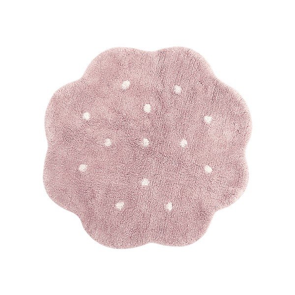 Różowy bawełniany dywan dziecięcy tkany ręcznie odpowiedni do prania ø90 cm Mini Biscuit Vintage Nude – Lorena Canals