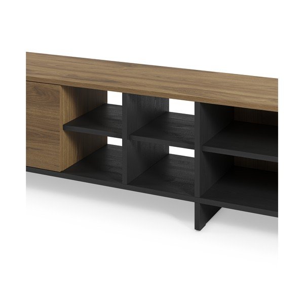 Czarna/w naturalnym kolorze szafka pod TV w dekorze dębu 230x44x36 cm Cequoia – Marckeric-image-4