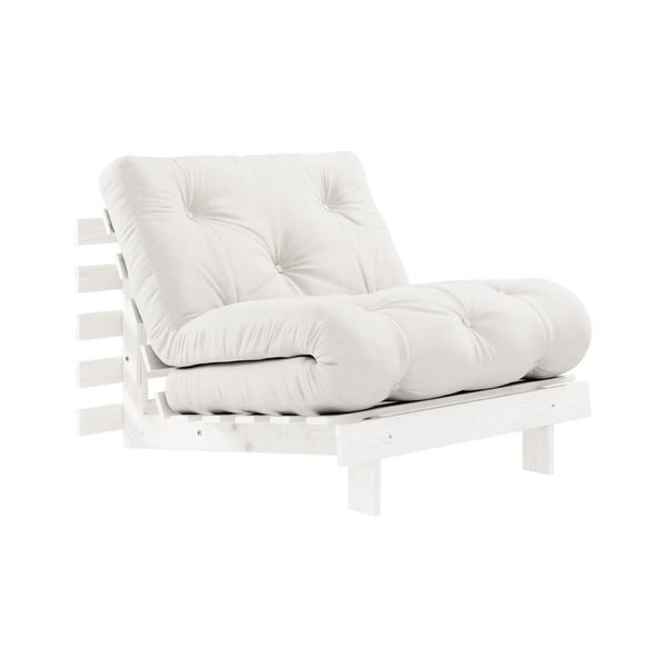 Fotel rozkładany z jasnobeżowym obiciem Karup Design Roots White/Natural