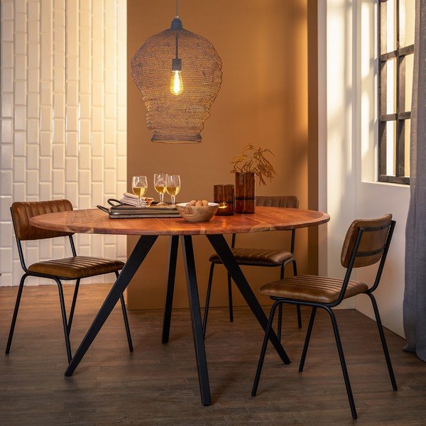 Okrągły stół z blatem z drewna akacjowego ø 120 cm Mimoso – Light & Living-image-1