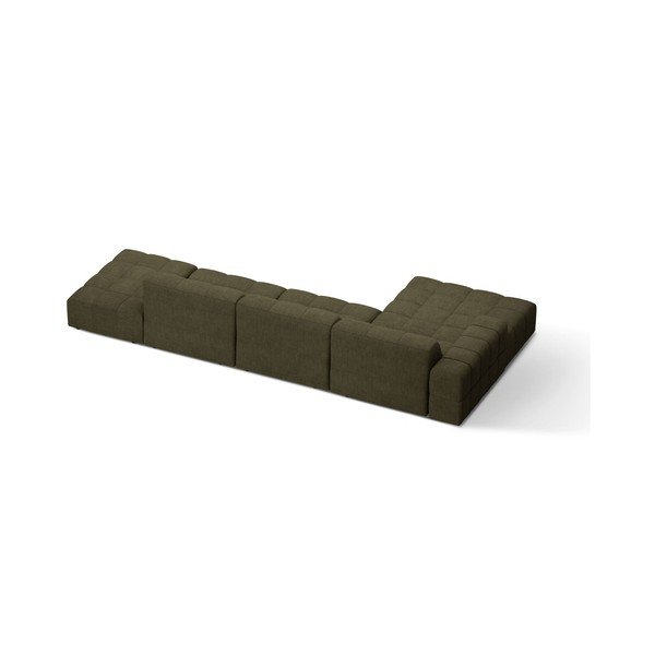 Narożnik z tkaniny szenilowej (lewostronny/z szezlongiem) w kolorze khaki Chicago – Cosmopolitan Design-image-2