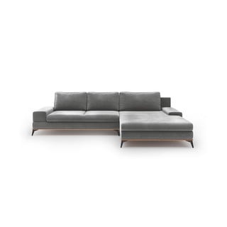 Szary rozkładany narożnik z aksamitnym obiciem Windsor & Co Sofas Astre, prawostronny