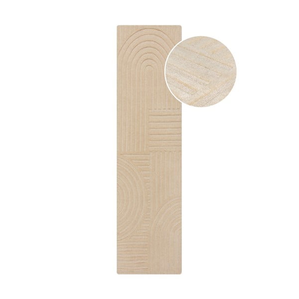 Beżowy wełniany dywan 60x230 cm Zen Garden - Flair Rugs