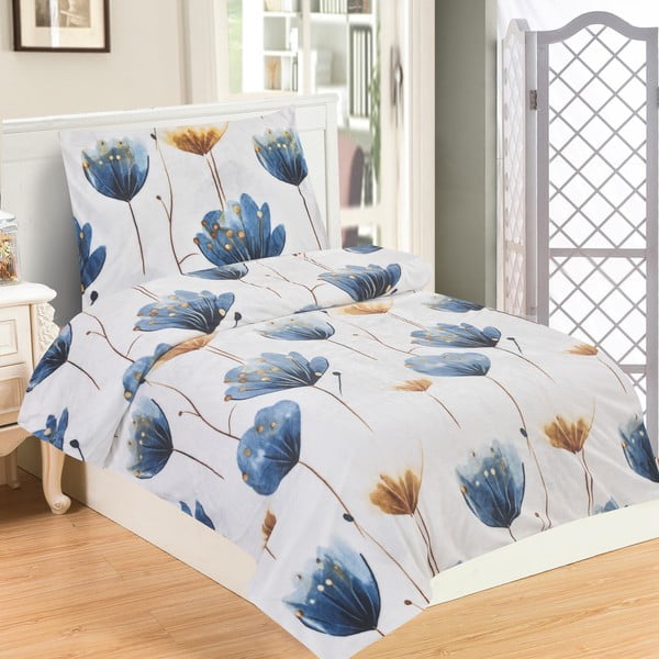 Ciemnoniebieska pościel jednoosobowa z mikropluszu 140x200 cm Marbella – My House