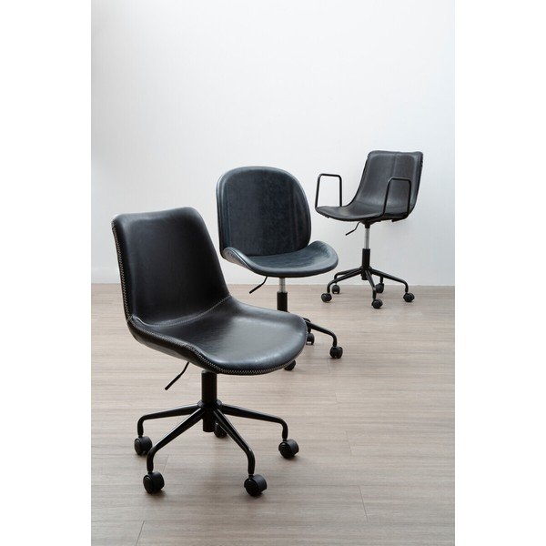 Czarne krzesło biurowe z imitacji skóry Branson – Premier Housewares-image-4