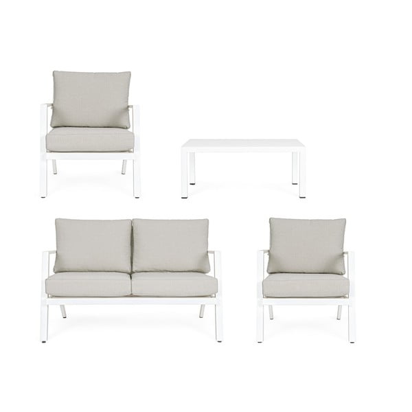 Biały aluminiowy zestaw mebli ogrodowych dla 4 osób Harley   – Bizzotto-image-4
