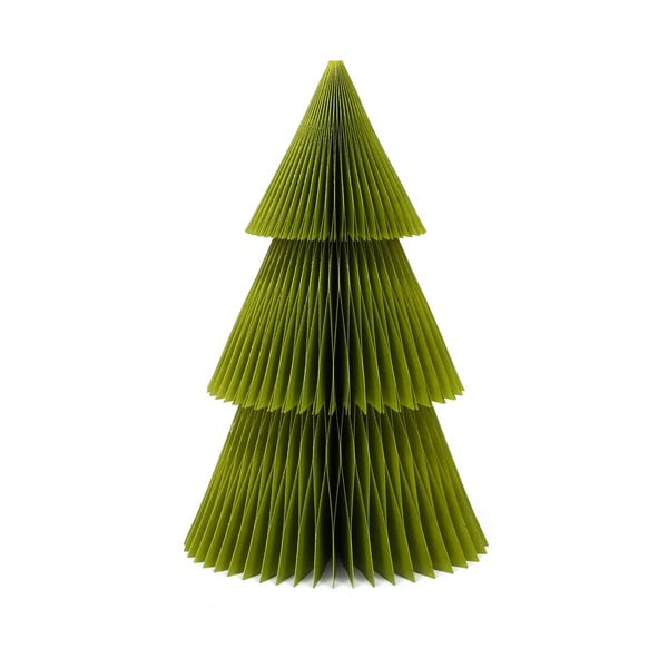 Błyszcząca zielona papierowa ozdoba świąteczna w kształcie choinki Only Natural, wys. 22,5 cm