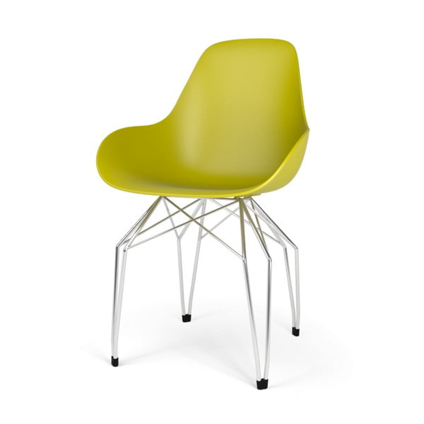 Żółte krzesło z chromowanymi nogami Kubikoff Diamond