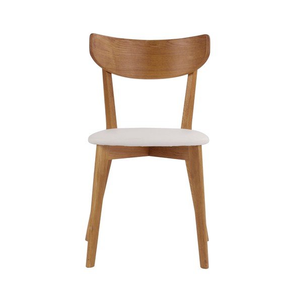Brązowe dębowe krzesło do jadalni z białym siedziskiem Rowico Ami-image-2