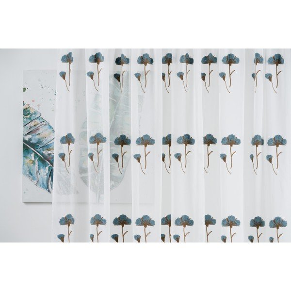 Biało-niebieska firanka 140x260 cm Elba – Mendola Fabrics-image-1