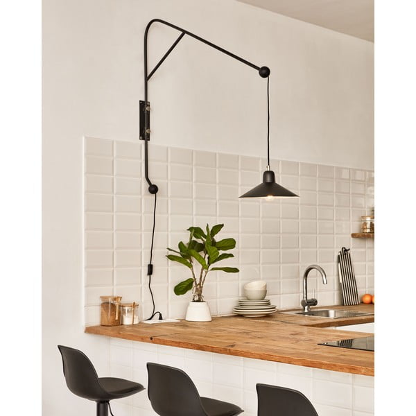 Czarny kinkiet ø 30 cm Eleazar – Kave Home-image-1