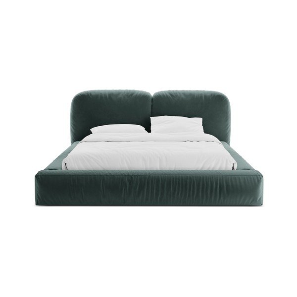 Morskie tapicerowane łóżko dwuosobowe ze schowkiem i stelażem 200x200 cm Martina – Micadoni -image-4