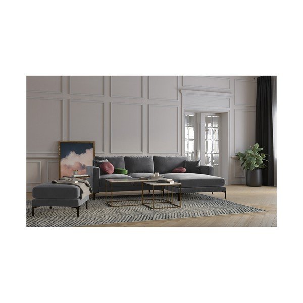 Szary aksamitny podnóżek Kooko Home Harmony-image-3
