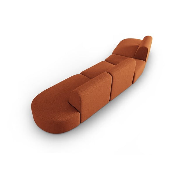 Sofa  z tkaniny szenilowej lewostronna w kolorze terakoty 428 cm Paolo – Milo Casa-image-3