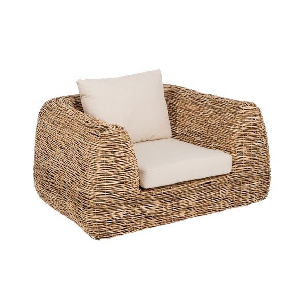 Biało-naturalny fotel z plecionką – Ixia