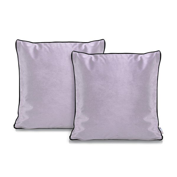 Zestaw 2 jasnofioletowych poszewek na poduszki DecoKing Rimavelvet Lilac, 45x45 cm-image-1