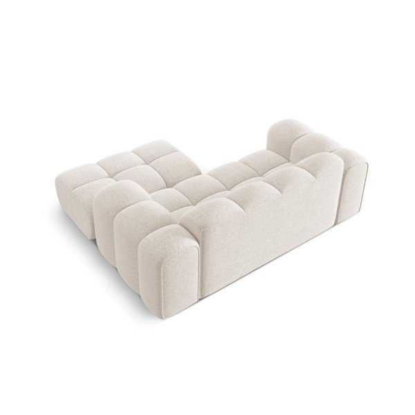 Kremowy narożnik z tkaniny szenilowej (prawostronny/z szezlongiem) Treno – Cosmopolitan Design-image-3