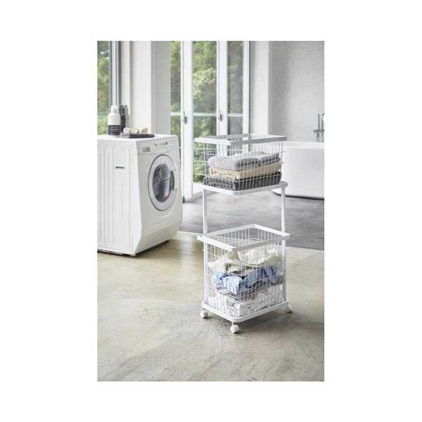 Biały regał na kółkach na kosz na pranie Yamazaki Tower Laundry-image-1