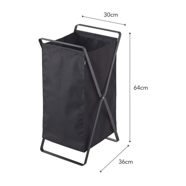 Czarny składany kosz na pranie YAMAZAKI Tower Laundry-image-2