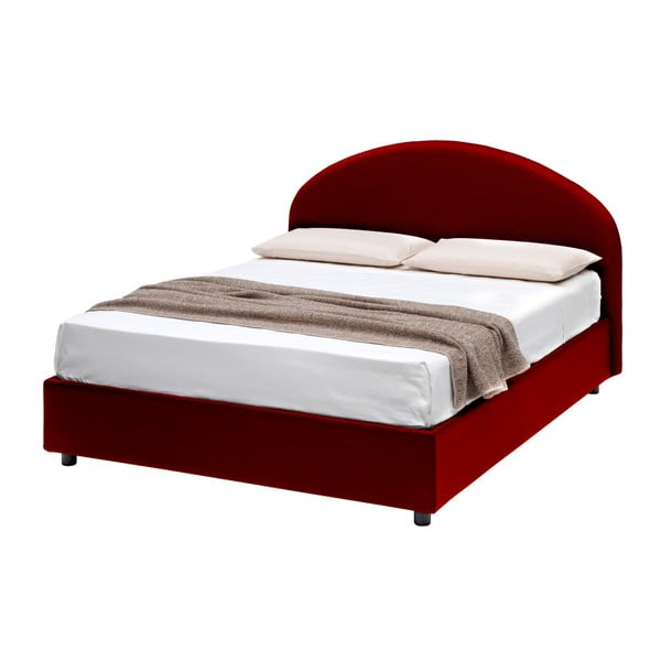Czerwone łóżko dwusobowe ze schowkiem 13Casa Giotto, 160x190 cm