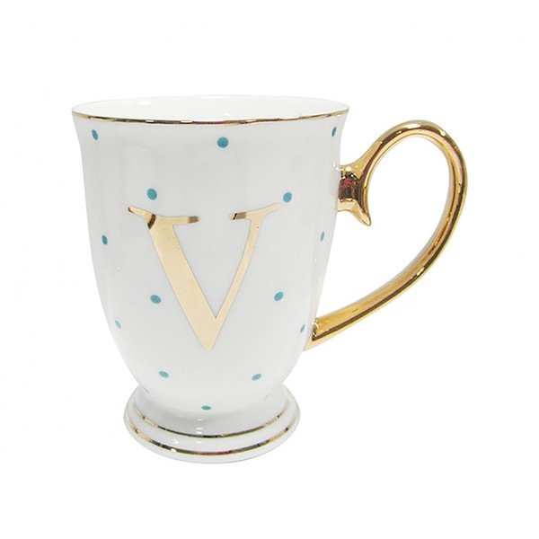 Kubek z literką V w niebieskie groszki-image-2