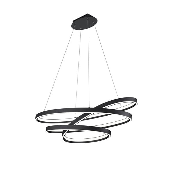 Czarna lampa wisząca LED ze sterowaniem głosowym/mobilną aplikacją i metalowym kloszem Ciola – CINQUE
