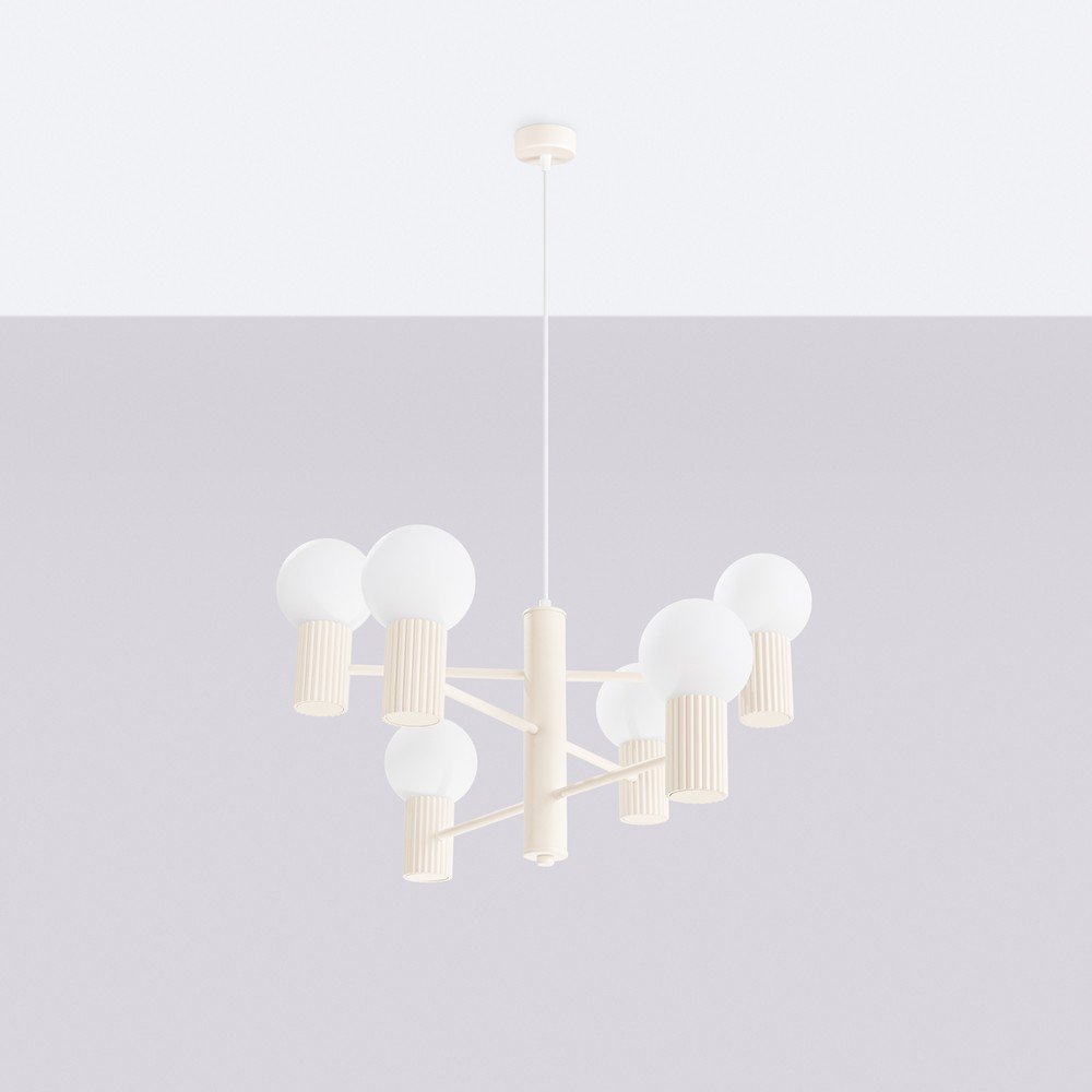 Kremowa lampa wisząca ze szklanym kloszem Orbital – Sollux (zdjęcie 11)