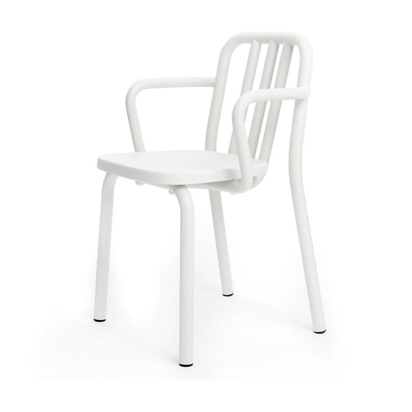 Białe krzesło z podłokietnikami Mobles 114 Tube