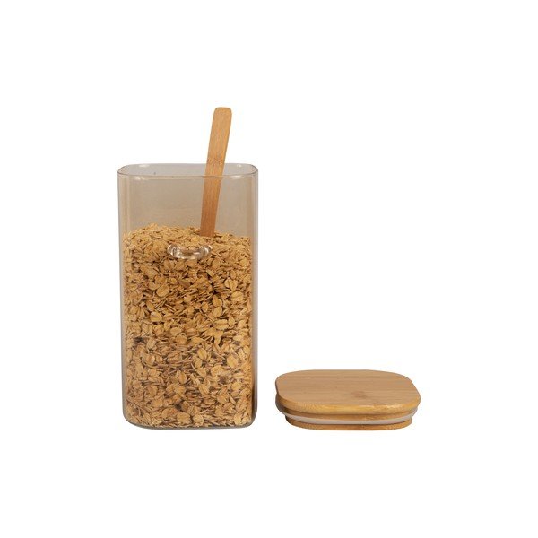 Brązowy szklany pojemnik z drewnianą pokrywką i łyżką PT LIVING Canister, wys. 19 cm-image-2