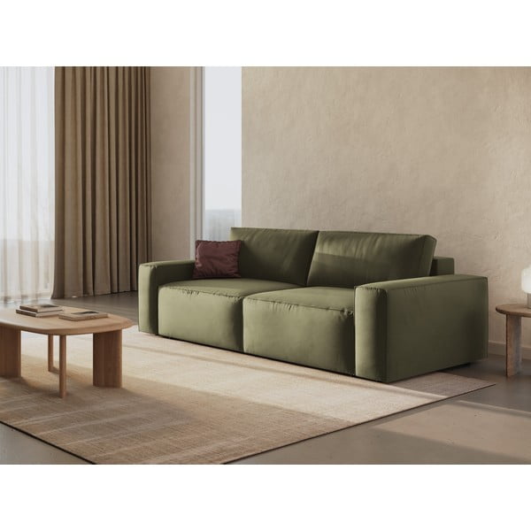 Zielona aksamitna rozkładana/ze schowkiem sofa 247 cm Jodie – Micadoni -image-2