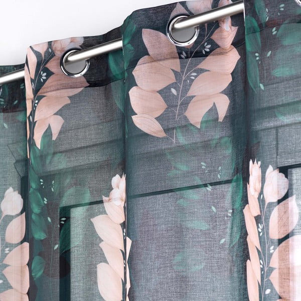 Ciemnozielona firanka z woalu 140x280 cm Belline – douceur d'intérieur-image-1