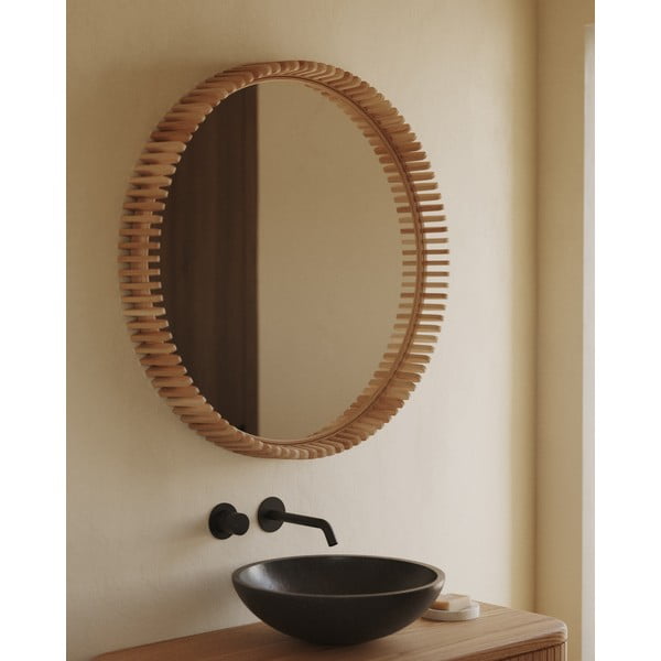 Lustro ścienne z drewnianą ramą ø 60 cm Polke – Kave Home-image-4
