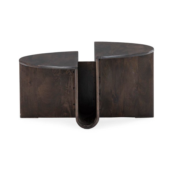 Ciemnobrązowy okrągły stolik z litego drewna mango ø 80 cm Divya – MOME-image-2