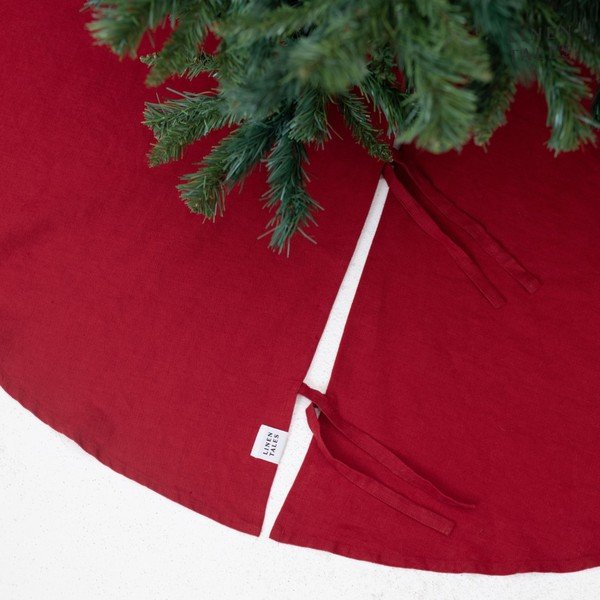 Czerwony okrągły dywan pod choinkę ø 125 cm – Linen Tales-image-2