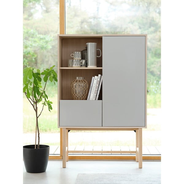 Szara komoda z nogami z drewna dębowego Unique Furniture Bilbao-image-4
