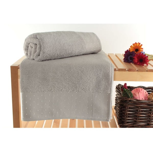 Zestaw 2 jasnoszarych ręczników Patricia Dusty, 90x150 cm