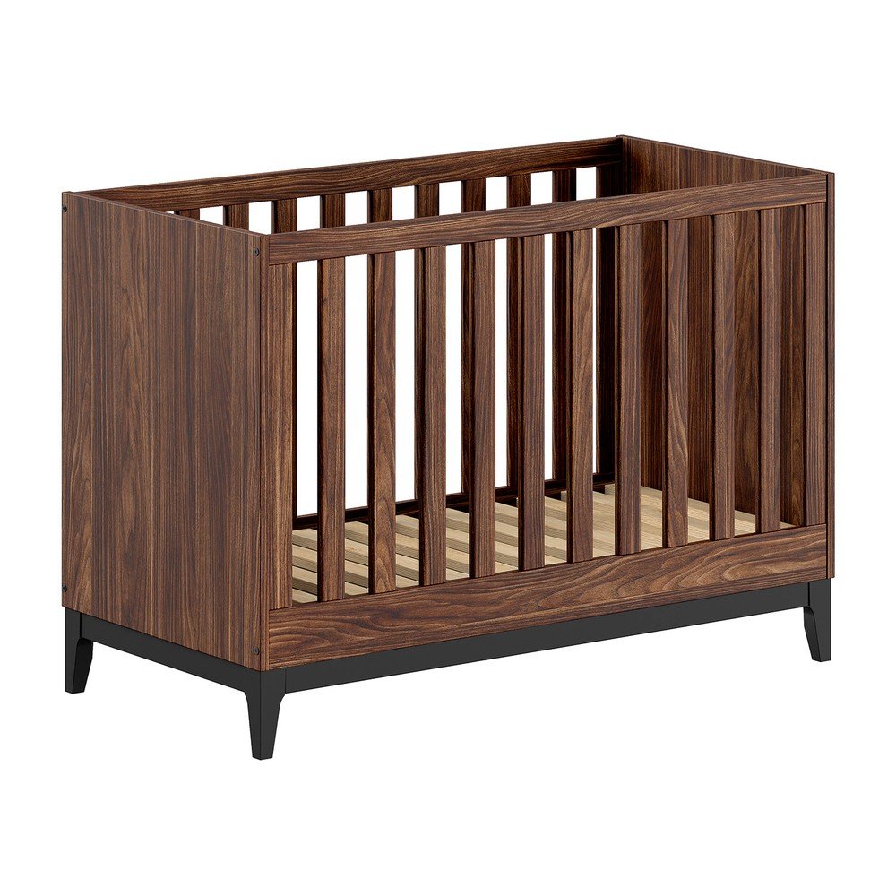Łóżeczko w dekorze orzecha z regulowaną wysokością 60x120 cm w ciemnym naturalnym kolorze Ilyas – Vipack