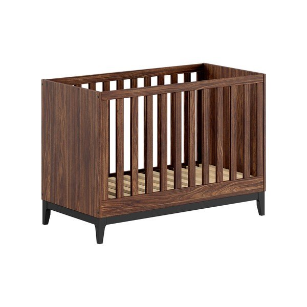 Łóżeczko w dekorze orzecha z regulowaną wysokością 60x120 cm w ciemnym naturalnym kolorze Ilyas – Vipack